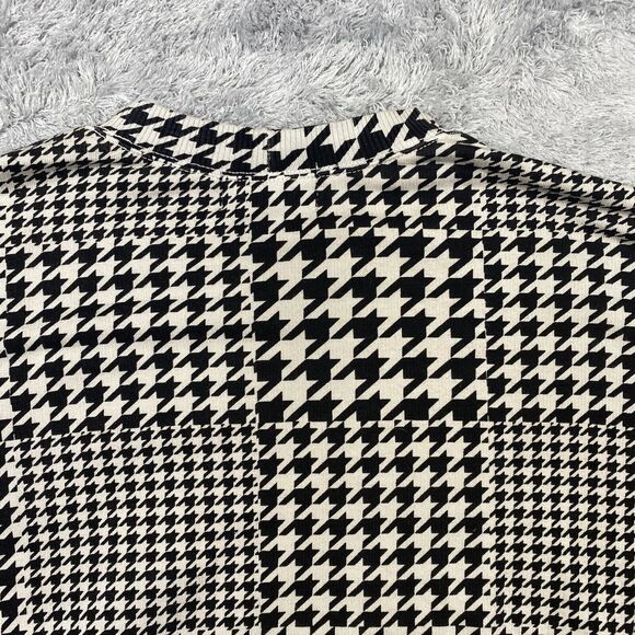 Monrow Shirt Women Small Black Houndstooth Sweatshirt Sweater Puff Sleeve USA - Picture 9 of 14